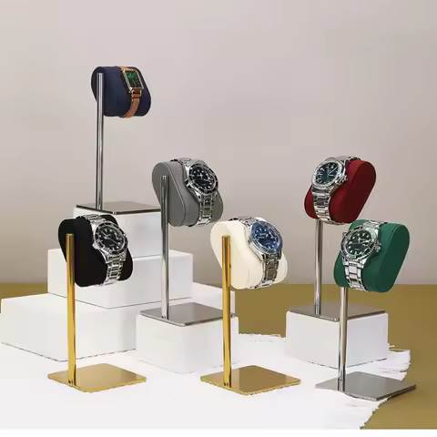 17cm Luxury Metal Watch Stand Elegant Velvet Display Holder for Watches Bracelets Perfect for Store 