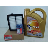 HONDA INSIGHT,JAZZ HYBRID AIR FILTER + OIL FILTER + KOYOMA 15W40 MINERAL ENGINE OIL
