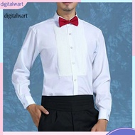 Digital| Bridegroom Shirt Emcee Top Men's Formal Dress Shirt Winged Collar Long Sleeve Solid Color S
