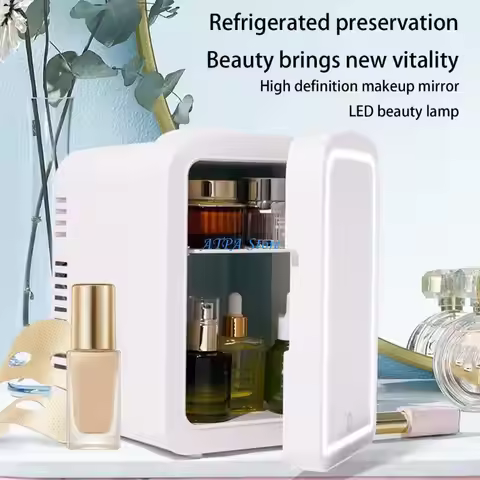 U13C Cooling Heating Mini Beauty Fridge 4L LED Light Makeup Mirror Refrigerator Gift for Beauty Enth