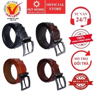 Vip 4P crocodile leather men's belt with needle tip black, brown, cow yellow, red brown HP4876-77-78