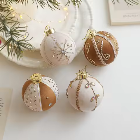 8CM Coffee Color Patch Ball Foam Ball Sticky Powder Gold Powder High-end Fabric Christmas Tree Decor