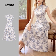 Lovito Boho Dress Structure Line Spring/summer Dress for Women L154ED602 Lovito Garis Struktur Gaun 