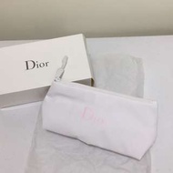 全新 Dior迪奧 白色 粉色空氣化妝包 手拿包（長17cm 邊寬6.5cm 直高9cm)