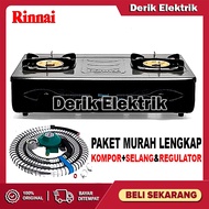 KOMPOR GAS RINNAI 2 TUNGKU RI 712TG / KOMPOR GAS RINAI / KOMPOR TURBO STAINLESS JUMBO 2 TUNGKU / KOMPOR GAS 2 TUNGKU MURAH PROMO CUCI GUDANG 1 SET PLUS SELANG REGULATOR