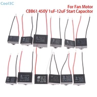 Cool3C CBB61 450V 1uF~12uF Terminal Ceiling Fan Motor Range Hood Water Heater Running Rectangle Star