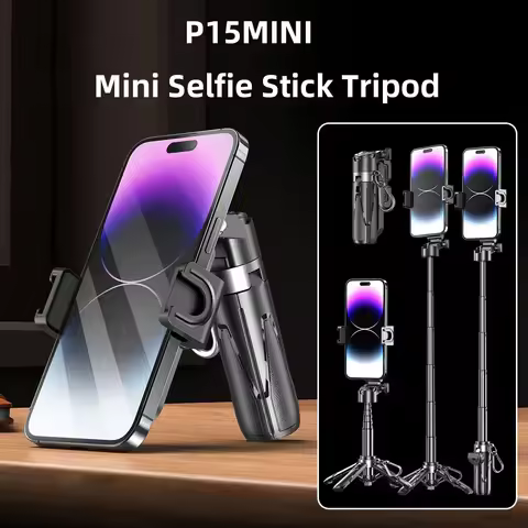 P15Mini Selfie Stick Tripod 3 in 1 Extendable Grip Phone Tripod with Detachable Remote for Vlog Live