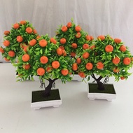Laputa ต้นไม้สีส้มปลอมตกแต่งไม่ซีดจางพลาสติกจำลองพืชกระถางบอนไซสำหรับชีวิตประจำวันส้มบอนไซเทียม