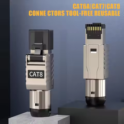 RJ45 CAT6A CAT7 CAT8 Connectors Network Modular Plug Metal Tool Free Easy Termination Plug 2000MHz 4