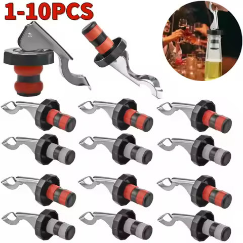 1-10Pcs Press Wine Stopper Vacuum Sealed Plug Wine Bottle Stopper Wine Champagne Caps Barware Kitche