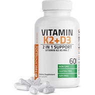 Bronson Vitamin K2 D3 (MK7) Supplement Non-GMO Formula Vitamin D3 5000IU (125 mcg) & 90 mcg K2 MK-7,