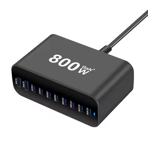 800W 8-port GaN Desktop USB3.0 Type-C PD Charger High Speed Cell Portable Charger For Samsung Xiaomi