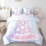 Erosebridal 3D Anime Girl Bedding Set,Japanese Girl Bed in A Bag Cartoon Anime Full Comforter Set 7 