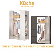 KUCHE Korean Style Simple Elegant Assemble Durable Stainless Steel Storage Wardrobe Dustproof Large 