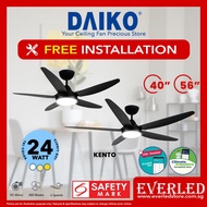 [FREE INSTALLATION] DAIKO DC Kento 40"/56" ceiling fan (with 24W Tri-Color LED light and Remote)