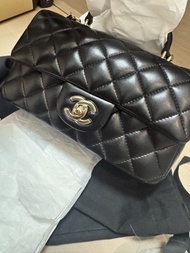 Chanel Classic Flap Bag 羊皮 cf20 handle 淡金