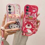 Clear 3D Cream Wave Phone Case for OPPO A5 A3 Pro 5G Cartoon Cute Kuromi Lotso KT Spongebob Wrist St