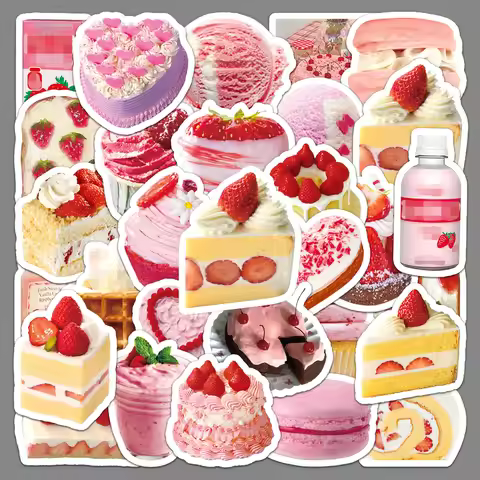 50Pcs Kawaii Strawberry Cake Stickers Strawberry Fruit Laptop Luggage Guitar Skateboard Fridge Graff