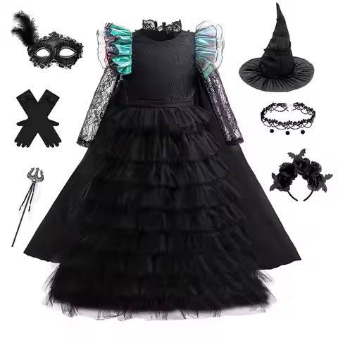Elphaba Cosplay Dress Cape Disguise for Girls Tutu Dress Fancy Dress Up Halloween Costume Carnival S