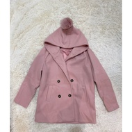 Plain Button Coat for Woman Simple coat Mid Length Kot Wanita
