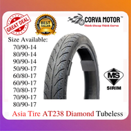 Corva Motor Asia Tire Tubeless Tyre At238 80/90-14, 50/90-17, 60/80-17, 60/90-17, 70/90-17, 80/90-17