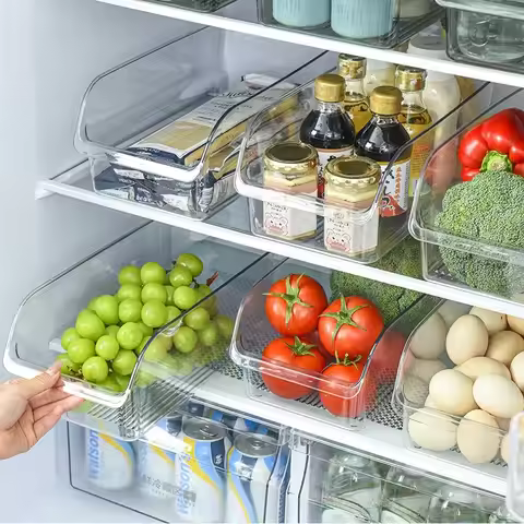 Refrigerator Organizer Bin Food Fridge Storage Box Clear fridge organizer containers Freezer Pantry