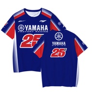 2023 Mens Sport T-shirt Motorcycle Team Cycling short-sleeved YAMAHA 25 Top Summer Casual Round Coll