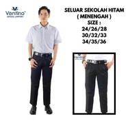 Seluar Sekolah Menengah Hitam Ventino ( SELUAR SHJ ) Seluar Pengawas Hitam Panjang Cotton TC Drill