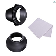 58mm Lens Hood Set with Tulip Flower Lens Hood + Collapsible Rubber Lens Hood + Lens Cleaning Cloth Replacement for Canon EOS 700D 650D 600D Rebel T5i T4i T3i T Came-021