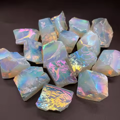 1PC Aura Opalite Crystal Electroplated Glitter Raw Stone Mineral Specimen Home Decoration Reiki Heal