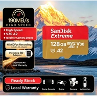 Kad Memori SanDisk Extreme Original MicroSDXC SD Card Rakaman 4K 32-128GB Sesuai Drone DJI, Kamera K