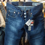 US-A5O1 BLUE WASHING MEN'S JEANS STANDARD SELVEDGE FOLD MODEL BUTTON MODEL WAIST LIST TAGLABEL STAND