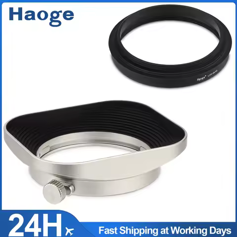 Haoge 39/43/46/49/52mm Square Metal Lens Hood for Fujifilm Leica Canon Nikon Sony Olympus Panasonic 