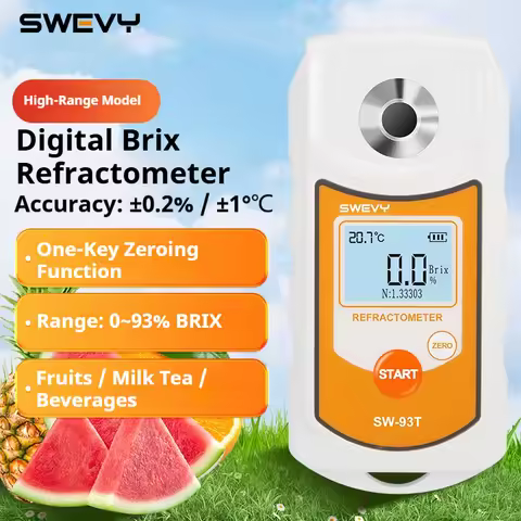 SWEVY SW93T LCD Digital Refractometer Brix Meter Fruit Juice Beverage ATC Sugar Content Measuring In
