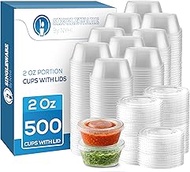 NYHI 2 oz Small Clear Plastic Cups Disposable Jello Shots with Snap on Leak Proof Lids Small Shot Cu