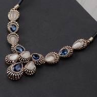 Short blue stone statement necklace