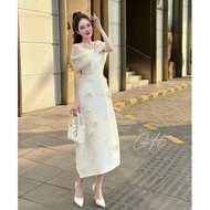 Luxurious Wedding Party Dress, Open-Shoulder High-End Designer Dress With Stone a1
