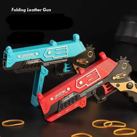 Battle continuous firing rubber band gun, large foldable launcher pistol, competitive shooting game 