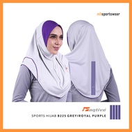[CLEARANCE SALE] Raqtive Sports Hijab B225 Grey/Royal Purple Tudung Sukan
