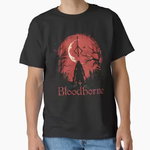 Blood Moon Vintage video game Bloodborne Retro videogames Dark Souls gift T Shirt for men large size