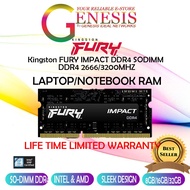 [ NB PERFORMANCE DDR4 RAM ] KINGSTON HyperX/FURY IMPACT 8GB/16GB/32GB DDR4 2666/ 3200 MHz NOTEBOOK/L