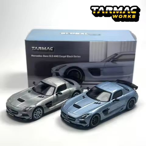 Tarmac Works 1:64 TW Mercedes-Benz SLS AMG Coupe Black Series Matte Blue alloy car model Chase
