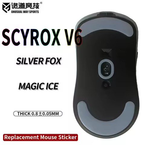 UnusualWaySports Mouse Skates Feet Scyrox V6 Cambered Surface PTFE Anti Collapse Magic Ice Black Sil