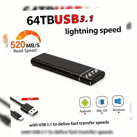 Massive Capacity 64TB USB 3.1 External Hard Drive Portable SDD 8TB 6TB Original High-Performance for
