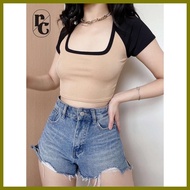 ✴ ﹍ ∆ Regine squareneck raglan combi raglan top for women