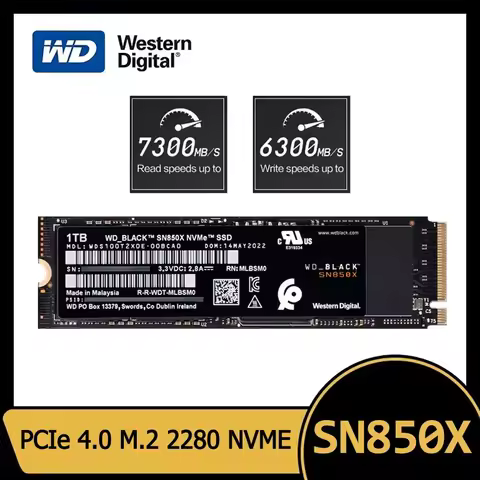Western Digital WD SN850X SSD 1TB 2TB NVMe Gen4 PCIe M.2 2280 PCIe 4.0X4 Drive Internal Solid State
