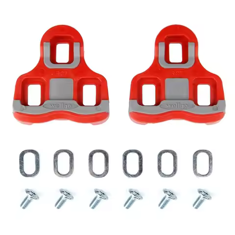 Wellgo RC-7B RC7B 7C Road Bicycle Pedals Lock Cleats Black/Red Road Bike Locking Lateral Cleats Set 