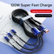 66w Ice crystal gradient one-to-three data cable, Type-C Super Fast charging mobile phone charging c