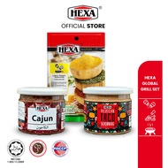 HEXA Mexican Taco Seasoning 90gm   Lemon Pepper Seasoning 40gm   Cajun Spice 85gm Bottle  SET
