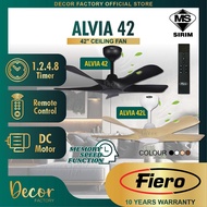 FIERO Fan FIERO ALVIA 42 Inch 5 Blades 24 Speed DC Motor With Remote Control Ceiling Fan Kipas Silin